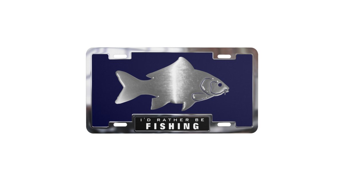  Stylish Metal License Plate Frame I'd Rather Be Fly Fishing Car  Accessories Chrome : Automotive