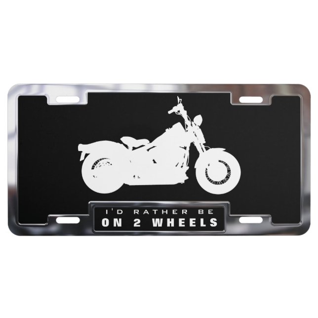 Chrome (faux) Cruiser Motocycle with Frame License Plate (Front)