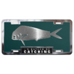 Chrome (faux) Dolphin / Mahi Mahi Fish With Frame License Plate at Zazzle