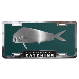 Metal License Plate Frame Catching Red Fish Fish Fishing Car Accessories  Chrome