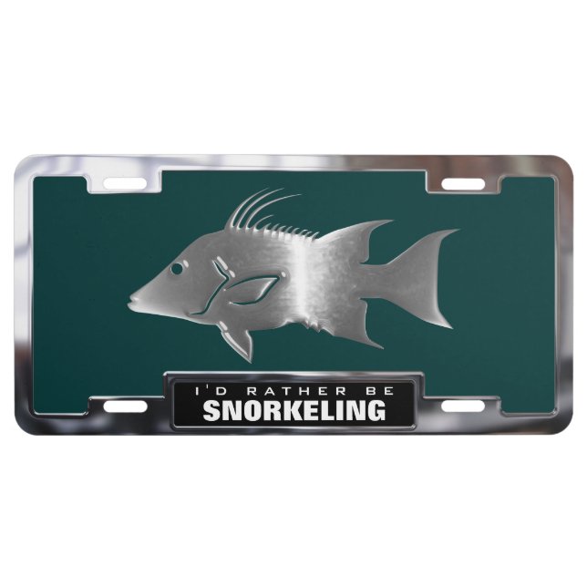 Chrome (faux) Hogfish with Frame License Plate (Front)