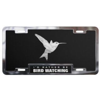 Chrome (faux) Hummingbird with Frame License Plate