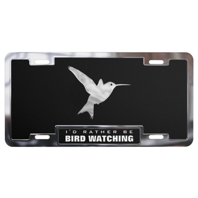 Chrome (faux) Hummingbird with Frame License Plate (Front)