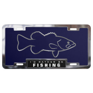 Chrome (faux) Largemouth Bass with License Frame License Plate