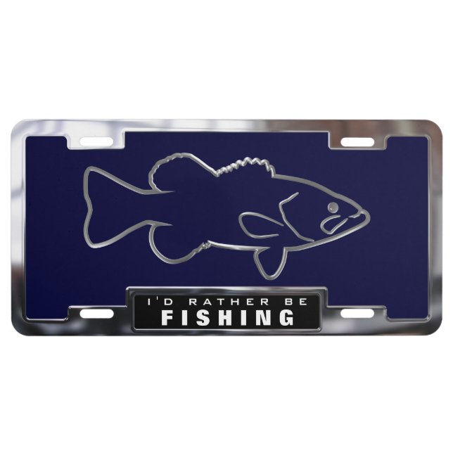 Chrome (faux) Largemouth Bass with License Frame License Plate (Front)