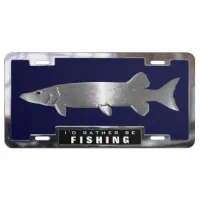 Chrome (faux) Muskie Fish with License Plate Frame