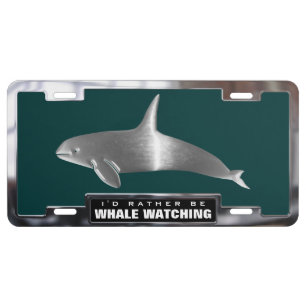 Chrome (faux) Orca Whale with Frame License Plate