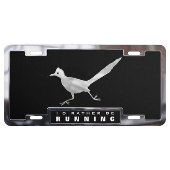 Chrome (faux) Roadrunner Bird With Frame License Plate by Sandpiper_Designs at Zazzle