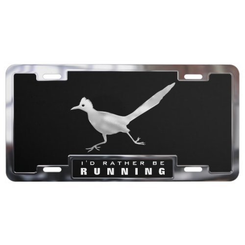Chrome faux Roadrunner Bird with Frame License Plate
