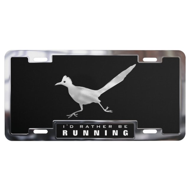 Chrome (faux) Roadrunner Bird with Frame License Plate (Front)