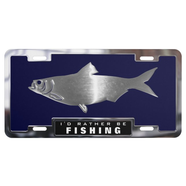 Chrome (faux) Shad Fish with License Plate Frame (Front)