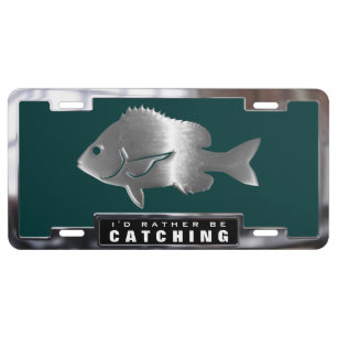 Chrome (faux) Sheepshead Fish with Frame License Plate
