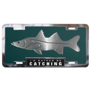 Chrome (faux) Snook Fish with Frame License Plate