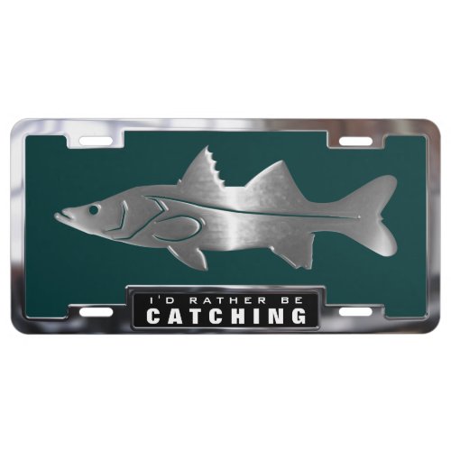 Chrome faux Snook Fish with Frame License Plate