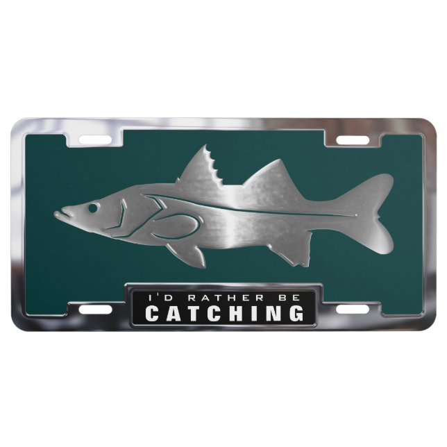 Chrome (faux) Snook Fish with Frame License Plate (Front)