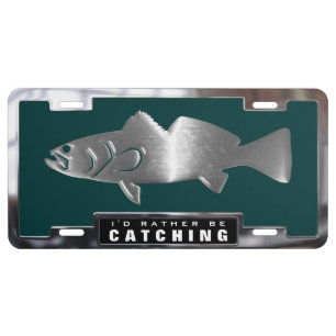 Chrome (faux) Spotted Sea Trout with Frame License Plate