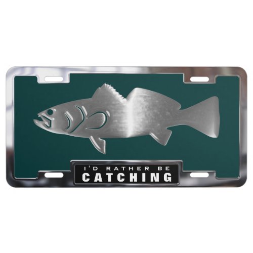 Chrome faux Spotted Sea Trout with Frame License Plate