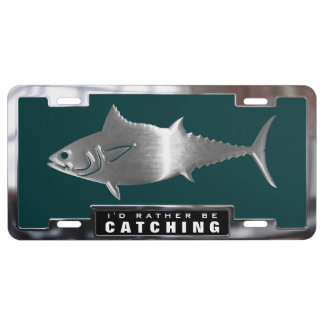 Chrome (faux) Tuna Fish with Frame License Plate