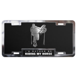 Chrome (faux) Western Saddle with Frame License Plate