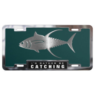 Chrome (faux) Yellowfin Tuna with License Frame Plate