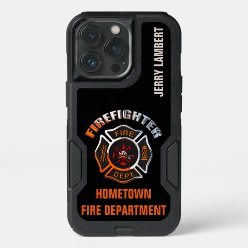 Chrome Firefighter Name Template iPhone 13 Pro Case