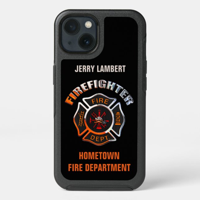 Chrome Firefighter Name Template Otterbox iPhone Case (Back)