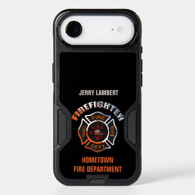 Chrome Firefighter Name Template Otterbox iPhone Case (Back)