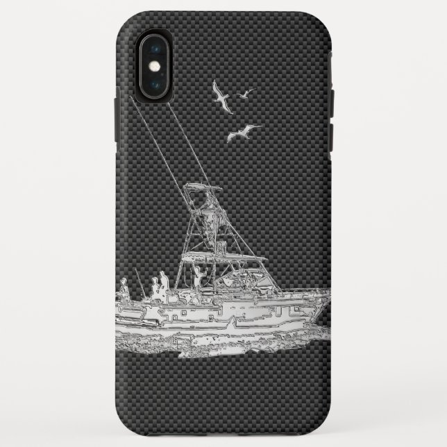 Chrome Fishing Boat on Carbon Fiber Decor Case-Mate iPhone Case (Back)