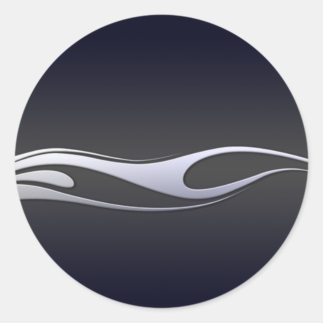 Chrome Flames Classic Round Sticker (Front)