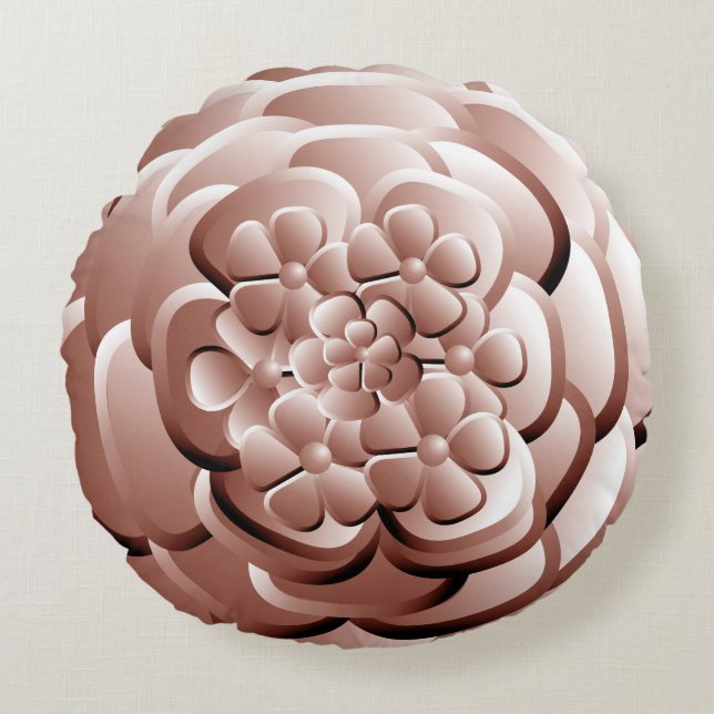 Chrome Flowers - Copper Round Pillow (Front)
