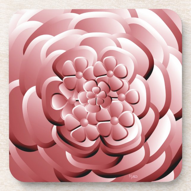 Chrome Flowers - Rubescent Beverage Coaster (Front)