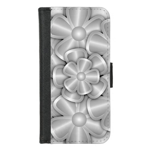 Chrome Flowers _ Silver iPhone Wallet Case