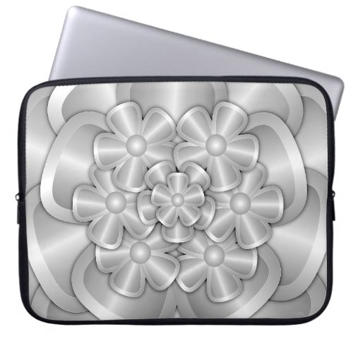 Chrome Flowers _ Silver Laptop Sleeve