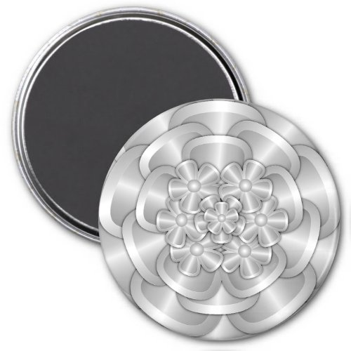 Chrome Flowers _ Silver Magnet