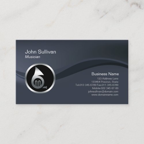 Chrome French Horn Icon Musician Business Card