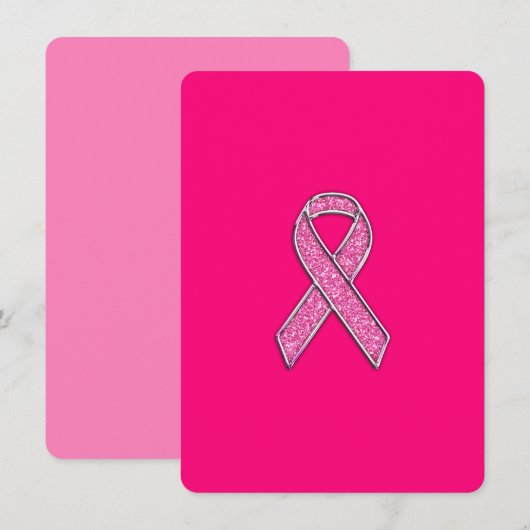 Chrome Glitter Style Pink Ribbon Awareness (Front/Back)