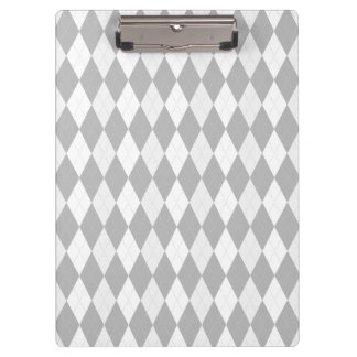 Chrome Grey Argyle light gray Small Diamond Shape Clipboard