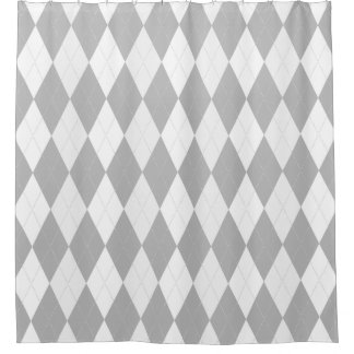 Chrome Grey Argyle light gray Small Diamond Shape Shower Curtain