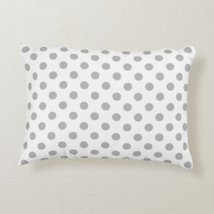 Chrome Grey Polka Dots Circles Accent Pillow