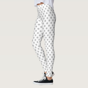 Chrome Grey Polka Dots Circles Leggings