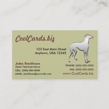 Chrome Greyhound Silhouette Business Card by coolcards_biz at Zazzle
