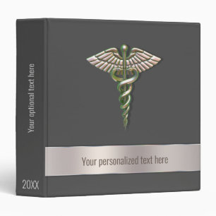 Chrome Holographic 3D Medical Caduceus 3 Ring Binder