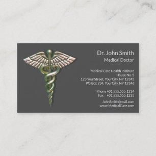 Chrome Holographic 3D Medical Caduceus Business Card