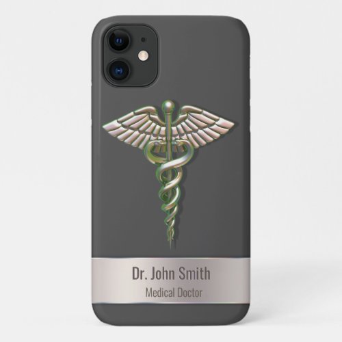 Chrome Holographic 3D Medical Caduceus iPhone 11 Case