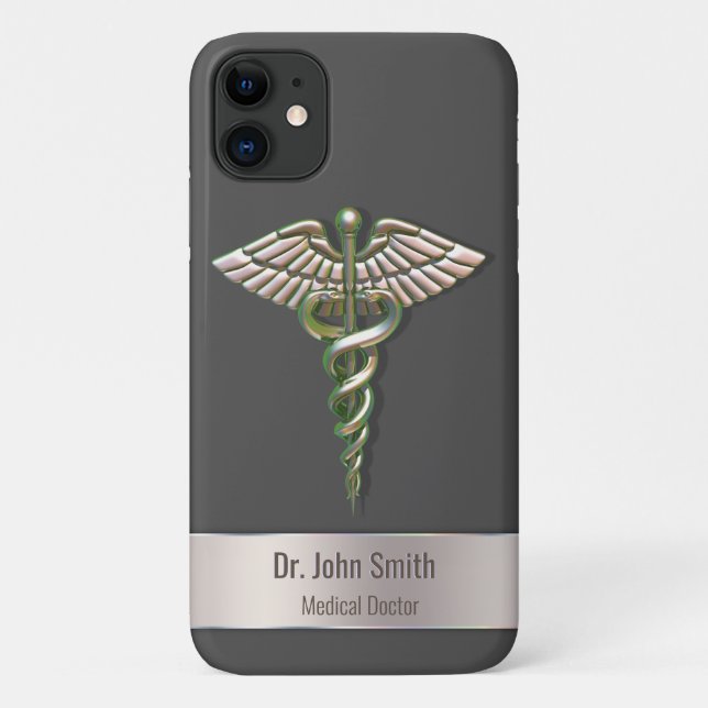 Chrome Holographic 3D Medical Caduceus Case-Mate iPhone Case (Back)