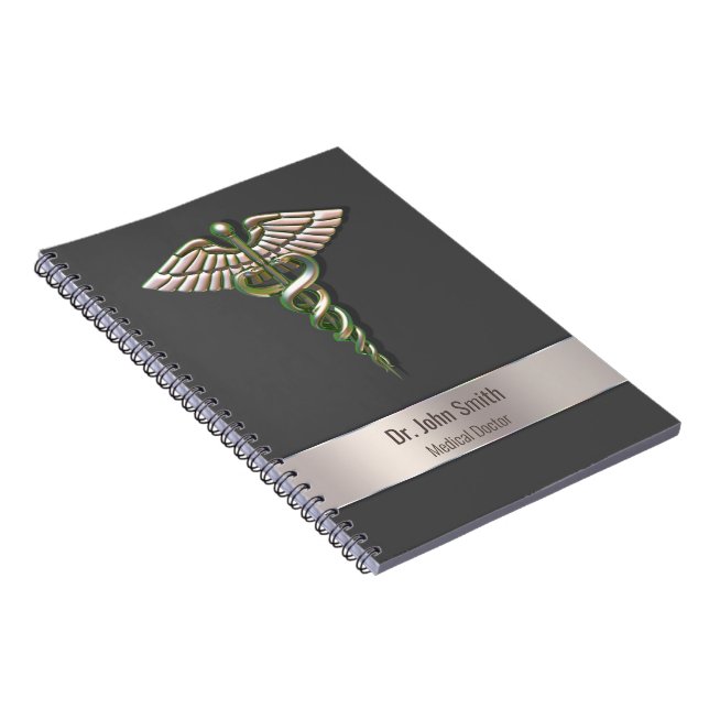 Chrome Holographic 3D Medical Caduceus Notebook (Right Side)