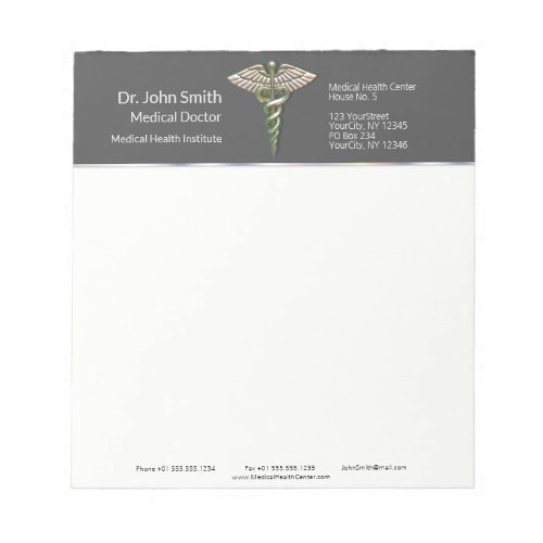 Chrome Holographic 3D Medical Caduceus Notepad