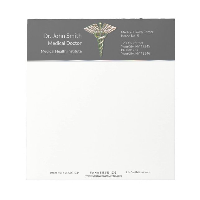 Chrome Holographic 3D Medical Caduceus Notepad (Front)
