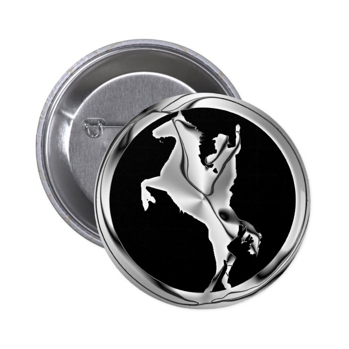 CHROME HORSE AND RIDER BUTTONS