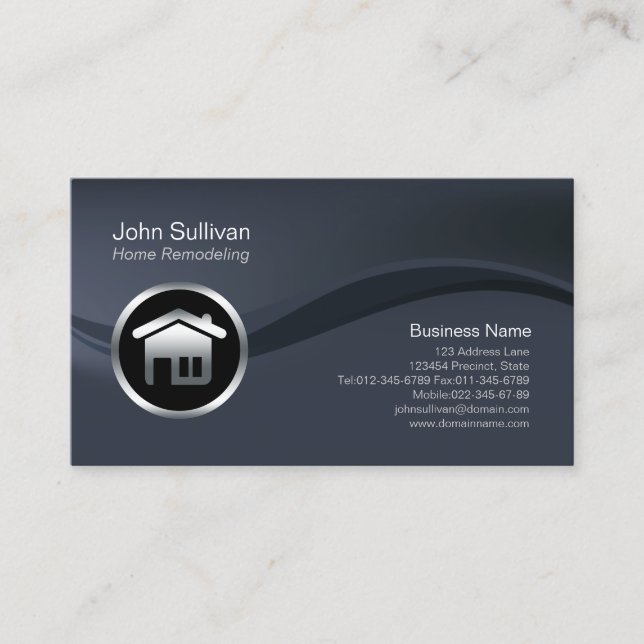 Chrome House Icon Home Remodeling Business Card (Front)